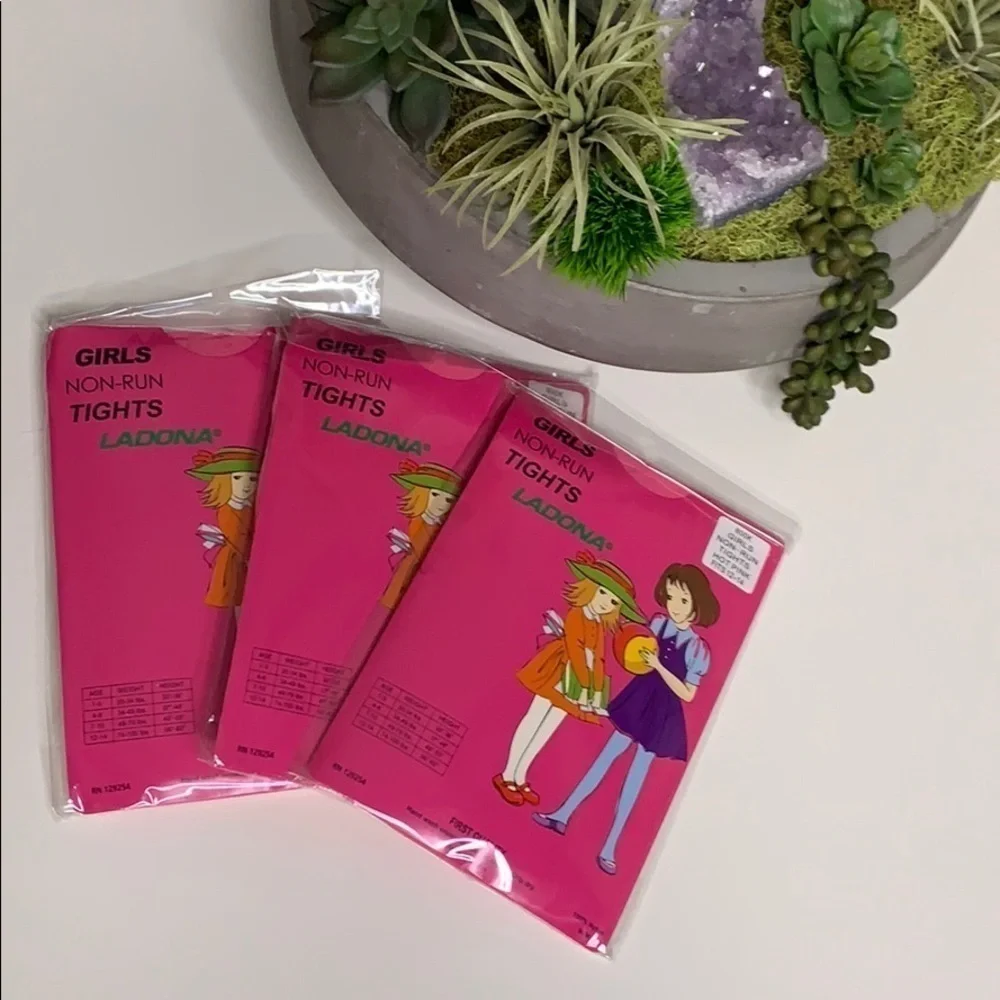 New 3 packs nwt girls non-run  pink tights 12-14 kids